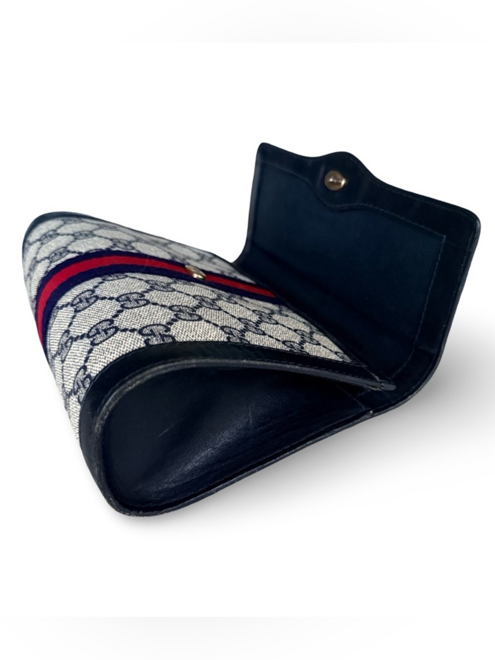 Gucci Navy/Red Web GG Monogram Crossbody Clutch SMALL - Picture 6 of 13
